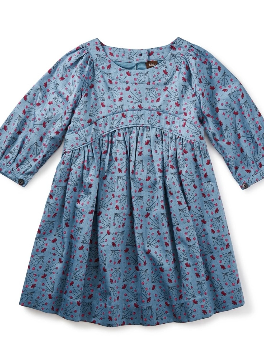 Tea Aviemore Empire Dress Scotland Holiday Collection Size 8 Blue Pink Floral